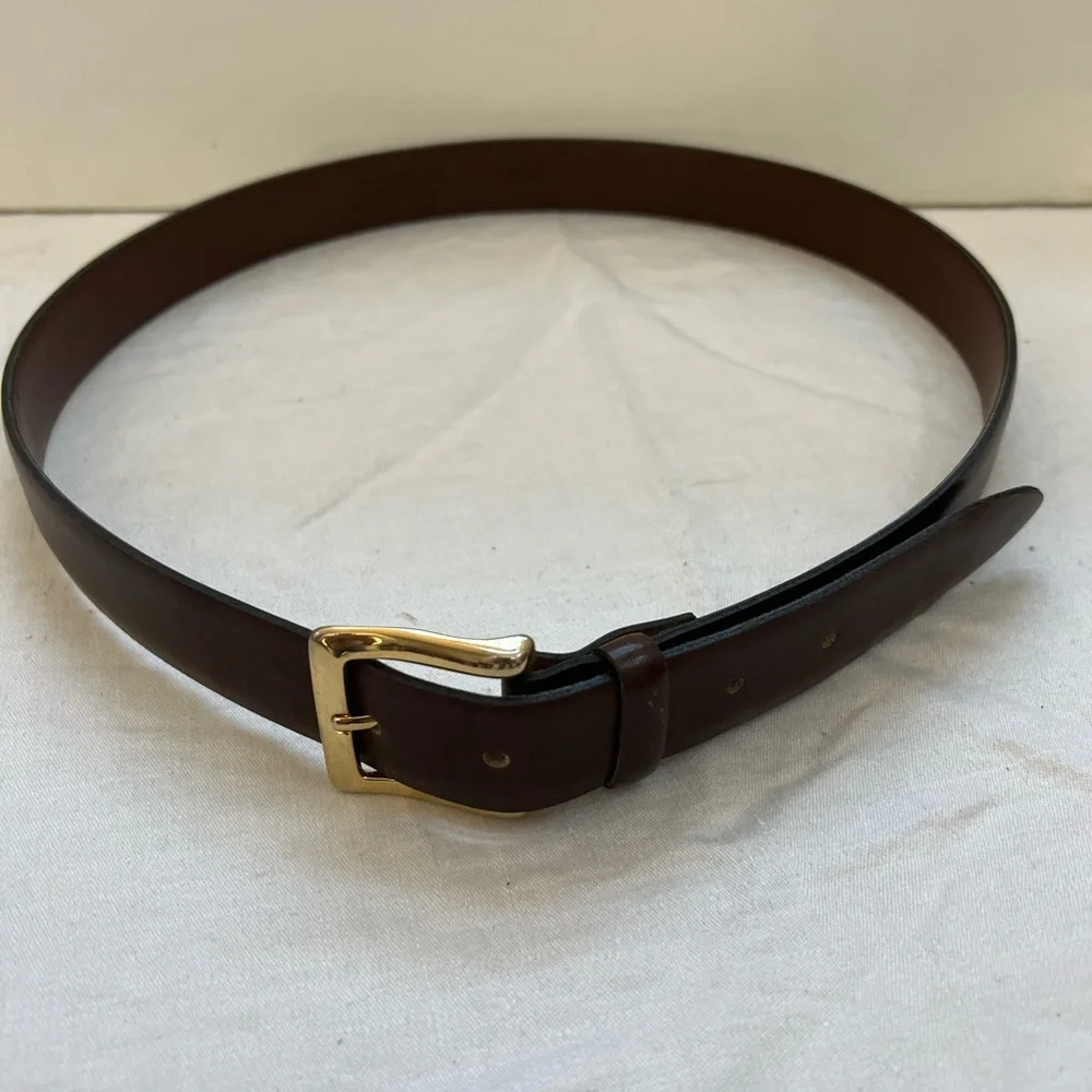 Brown Belt Women's Gold Tone Buckle Leather About 40 